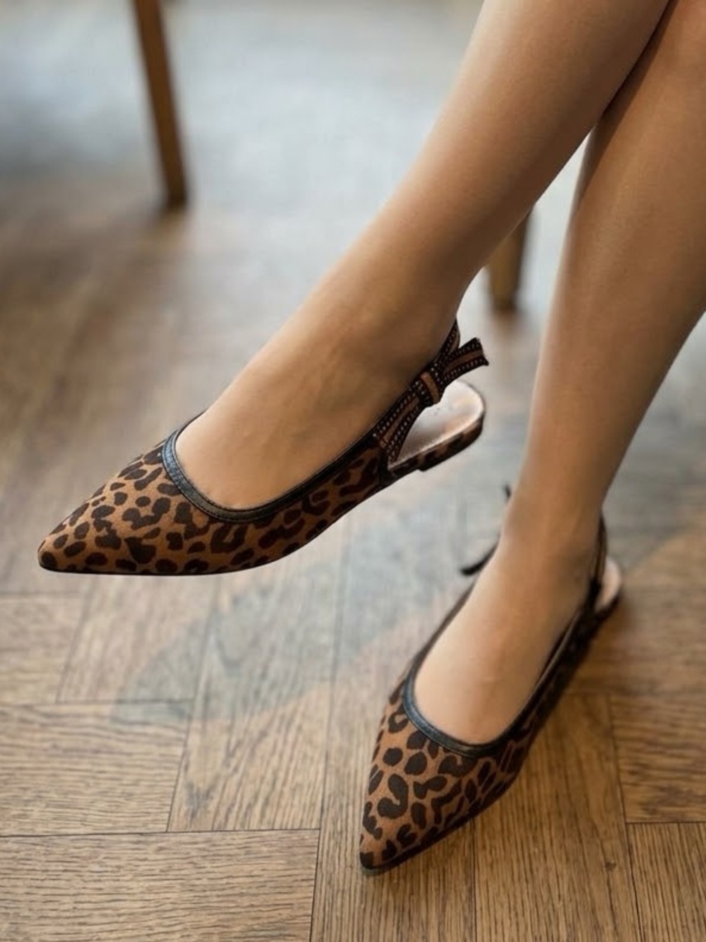 NWT A New Day London Slingback Flats Leopard Print Pointed Toe Brown Black Sz 10